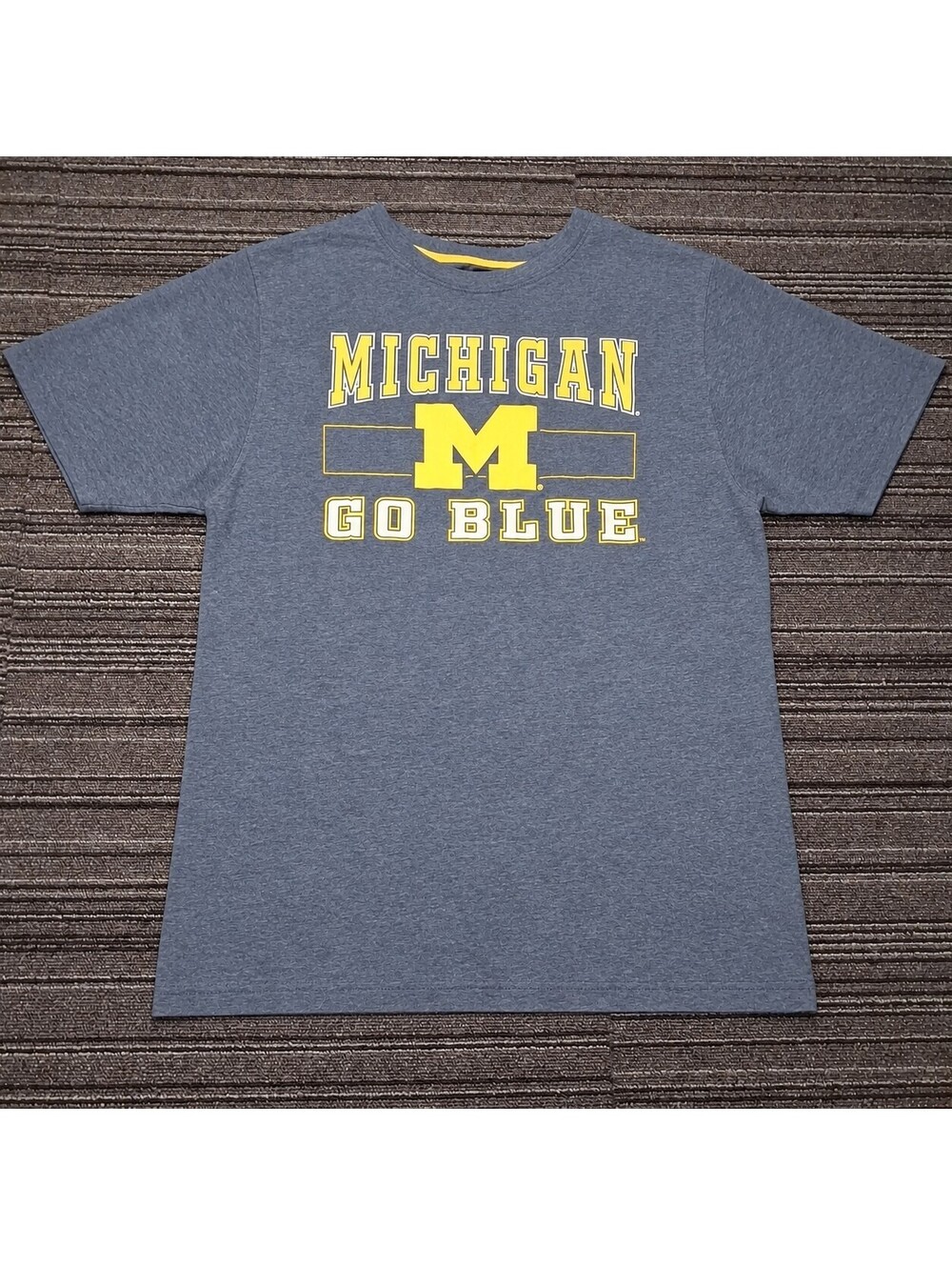 Michigan Wolverines Go Blue T Shirt Gray Maize NCAA College Football Graphic Tee